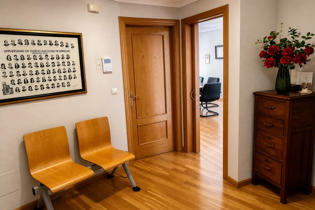 Hall de bienvenida en despacho de Elva Puerto Abogados en Ponferrada