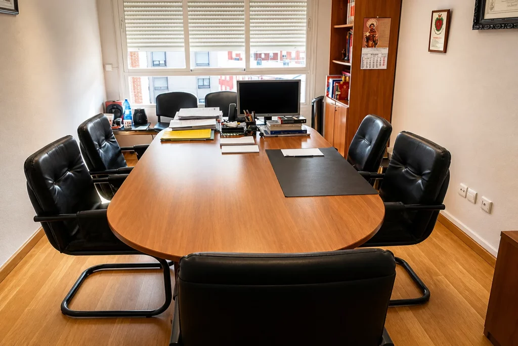 Sala de reuniones de despacho de Elva Puerto Abogados en Ponferrada